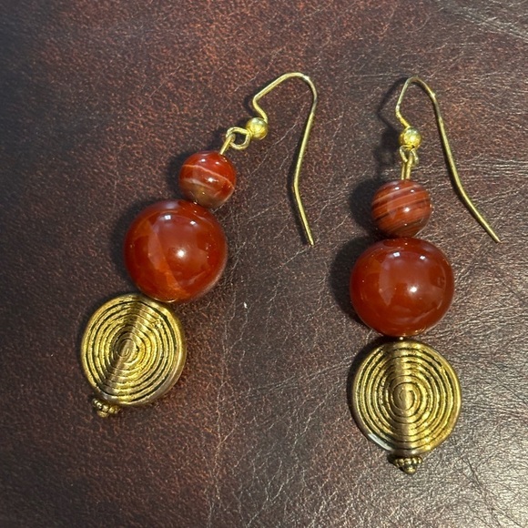 Carnelian dangle drop earrings - Picture 6 of 6